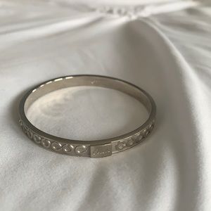 Coach Silver C Rhinestone Bangle Bracelet